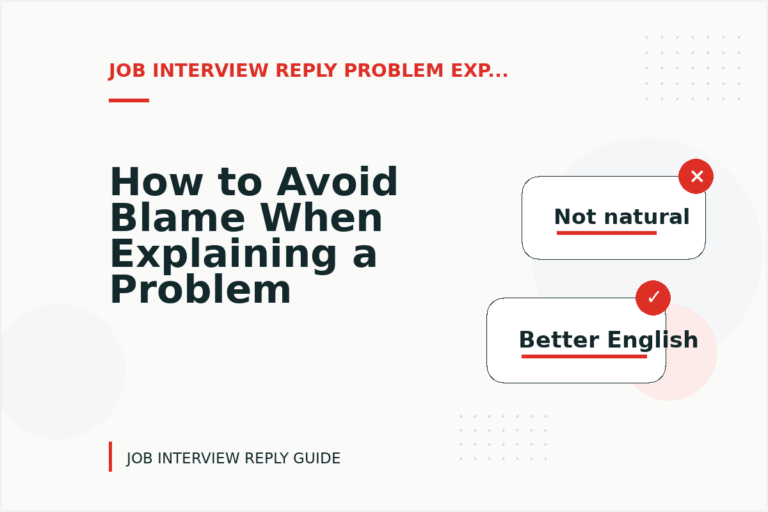 How to Avoid Blame When Explaining a Problem in Job Interview Reply English
